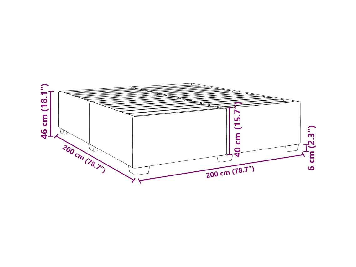 Cadre de lit sans matelas taupe 200x200 cm tissu