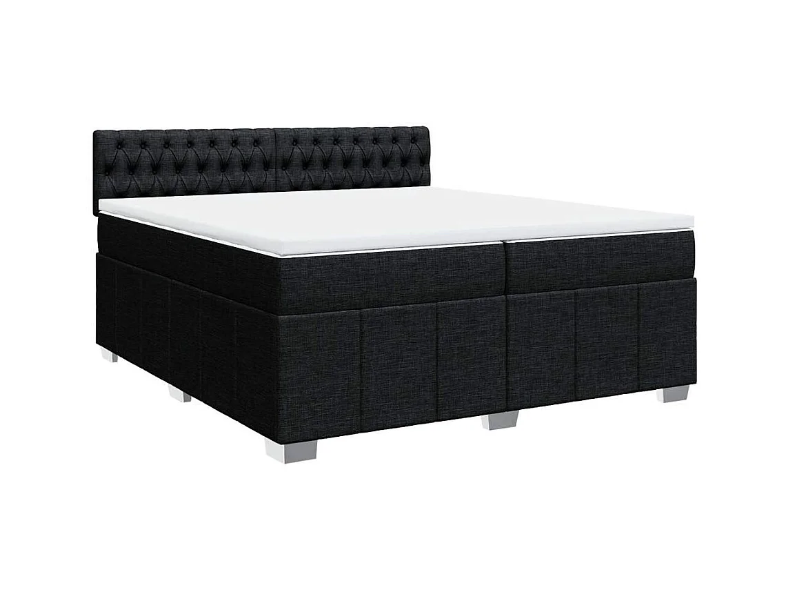 Sommier à lattes de lit avec matelas Noir 200x200 cm Tissu
