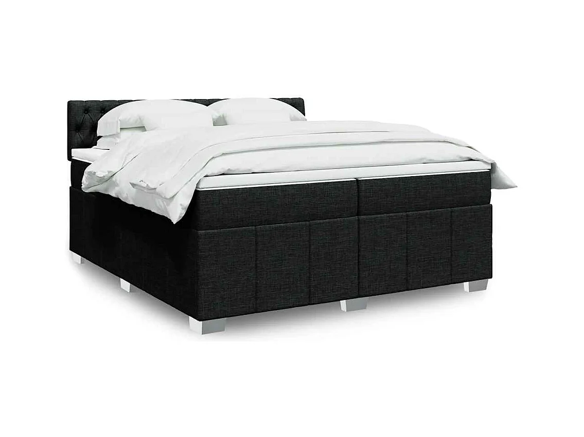 Cama com molas/colchão 200x200 cm tecido preto