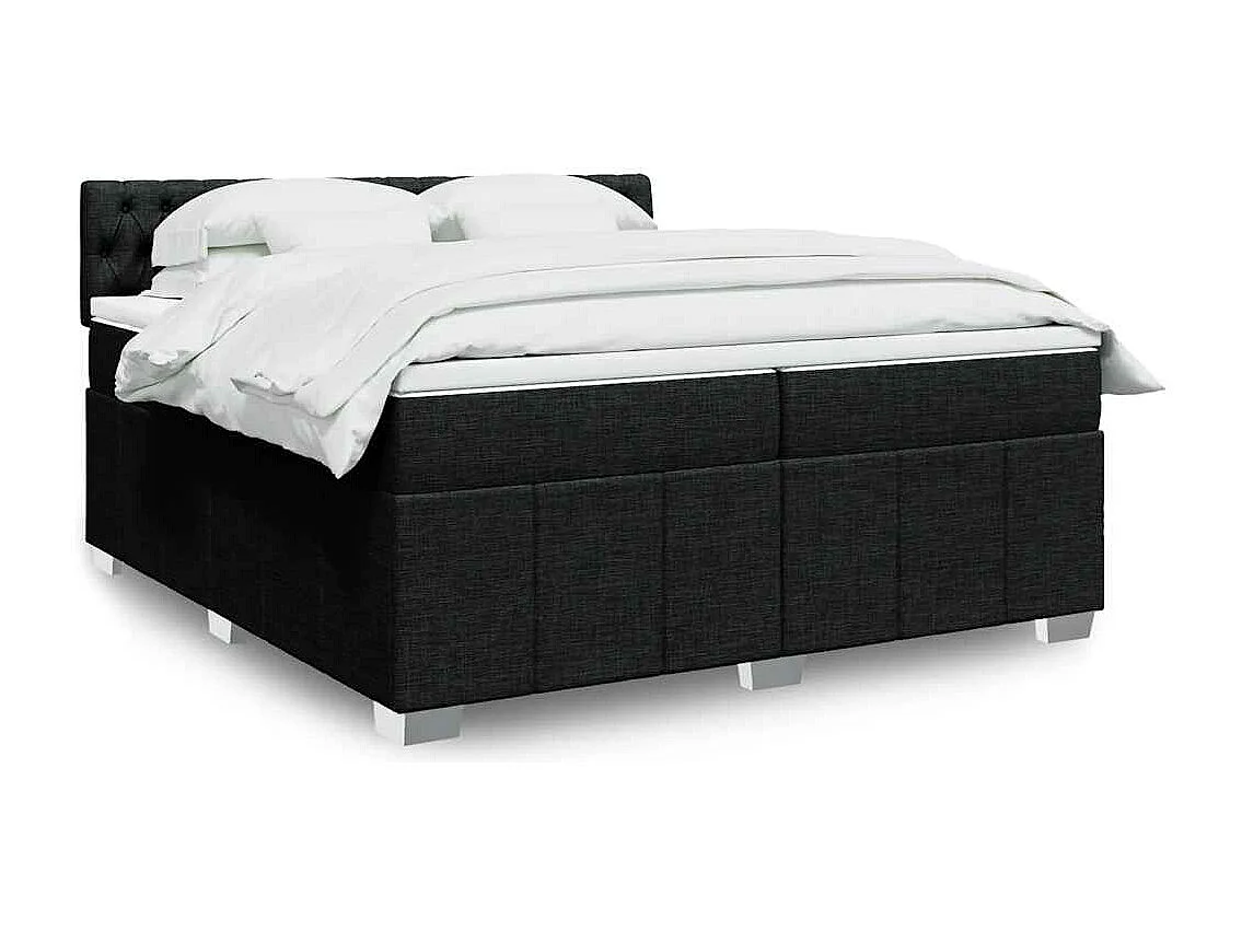 Giroletto a Molle con Materasso Nero 200x200 cm in Tessuto