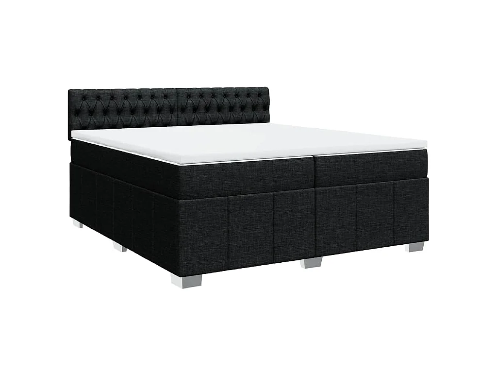 Cama com molas/colchão 200x200 cm tecido preto