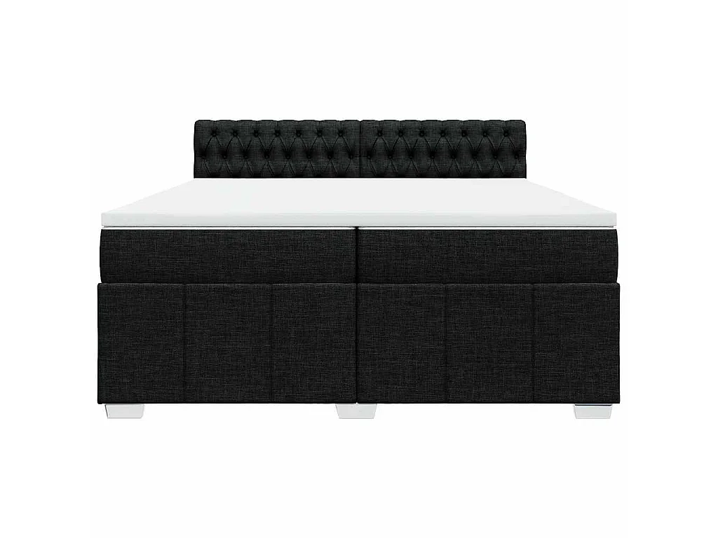 Cama com molas/colchão 200x200 cm tecido preto