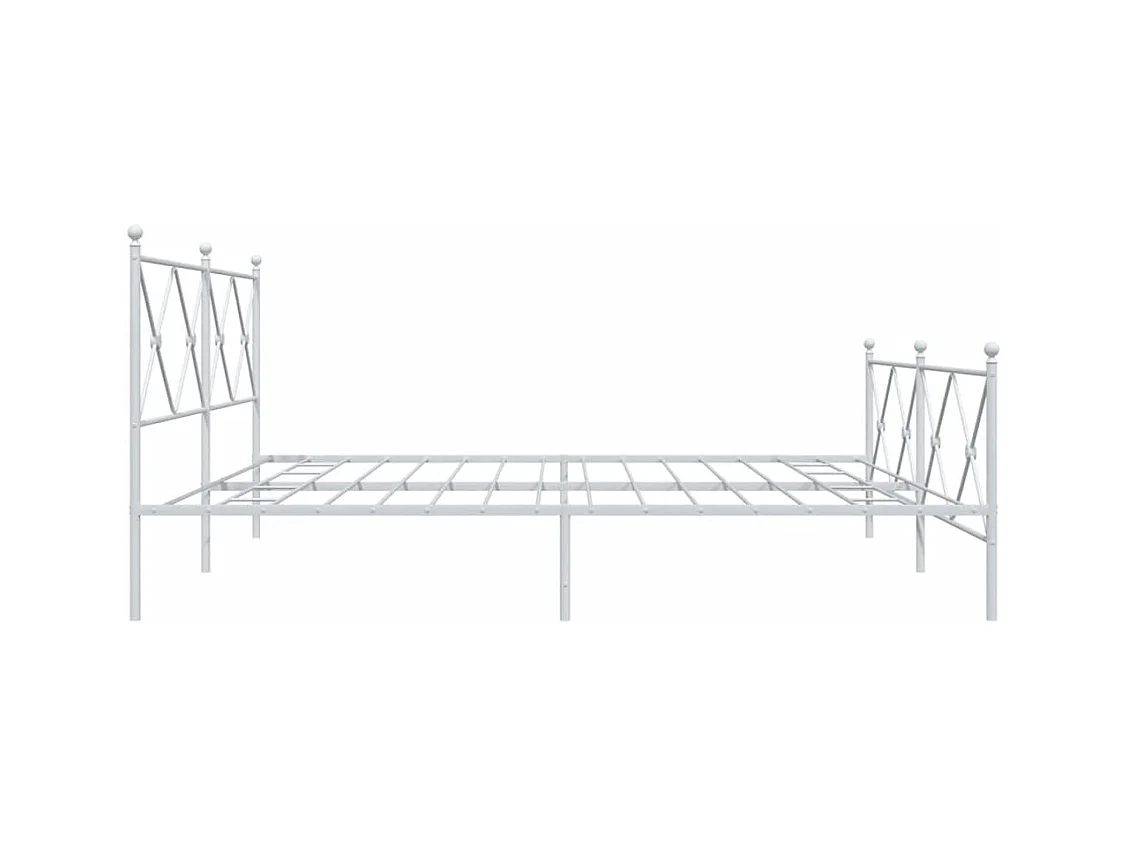 Cadre de lit métal sans matelas et pied de lit blanc 193x203 cm