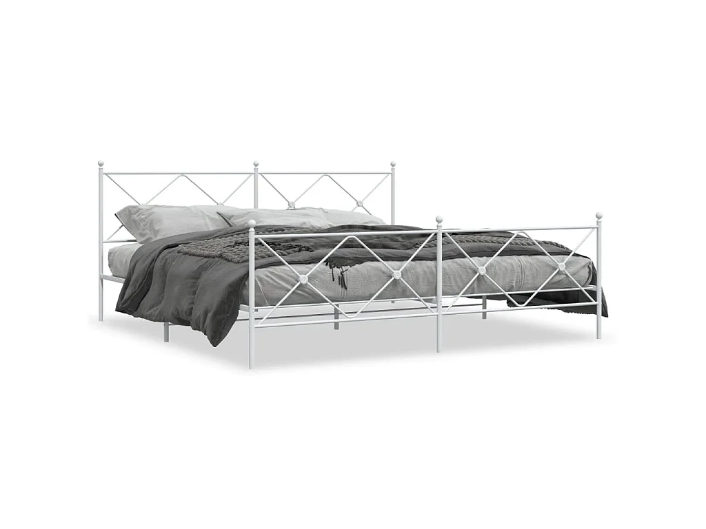 Bedframe met hoofd- en voeteneinde metaal wit 193x203 cm
