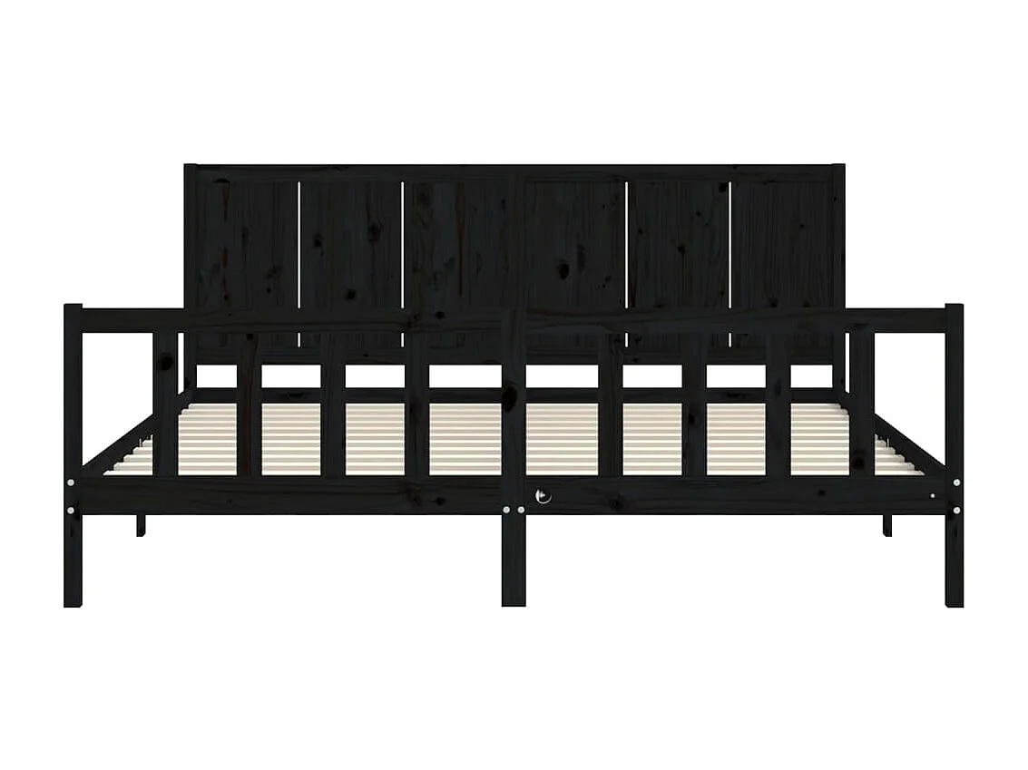Cadre de lit sans matelas noir 200x200 cm bois massif de pin