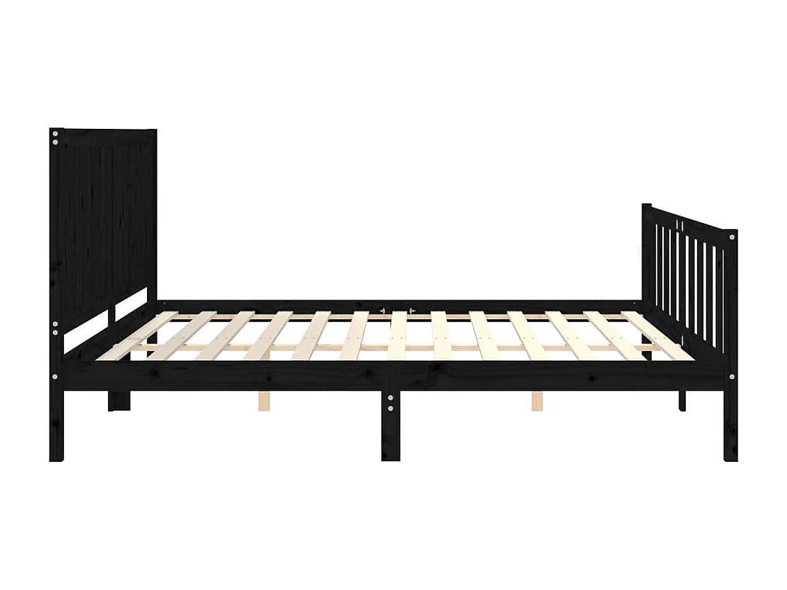 Cadre de lit sans matelas noir 200x200 cm bois massif de pin
