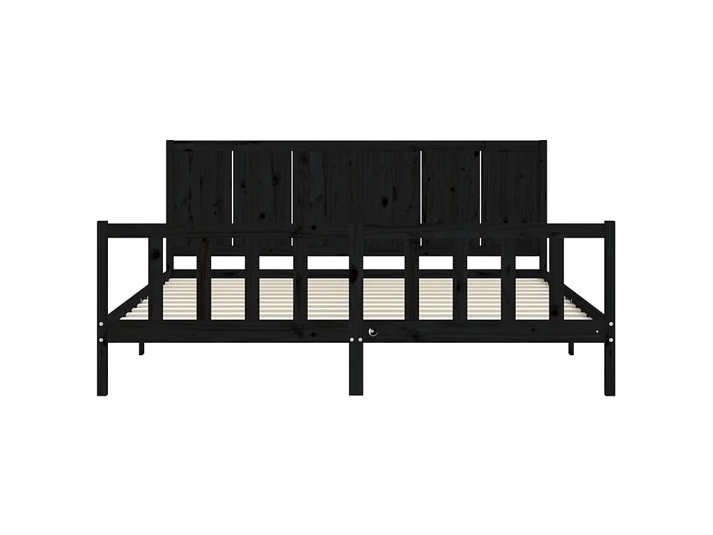 Bedframe met hoofdbord massief hout zwart 200x200 cm