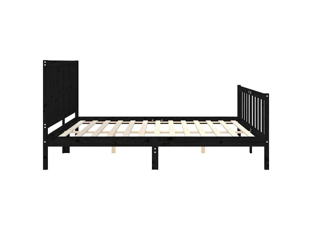 Bedframe met hoofdbord massief hout zwart 200x200 cm