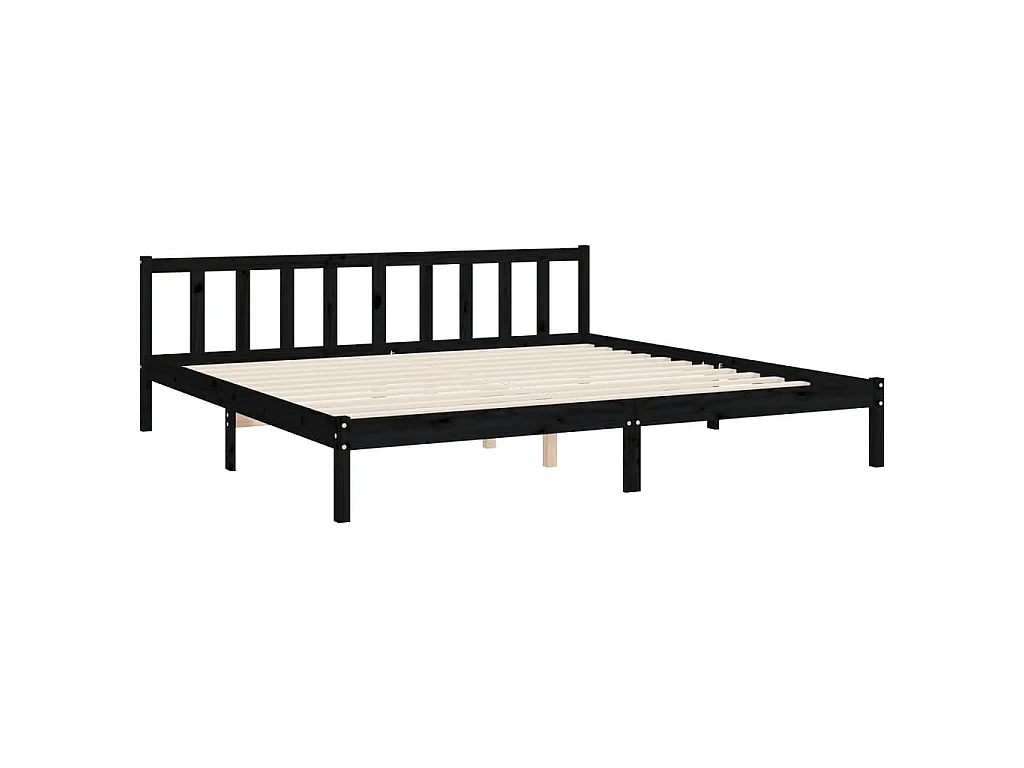 Bedframe met hoofdbord massief hout zwart 200x200 cm