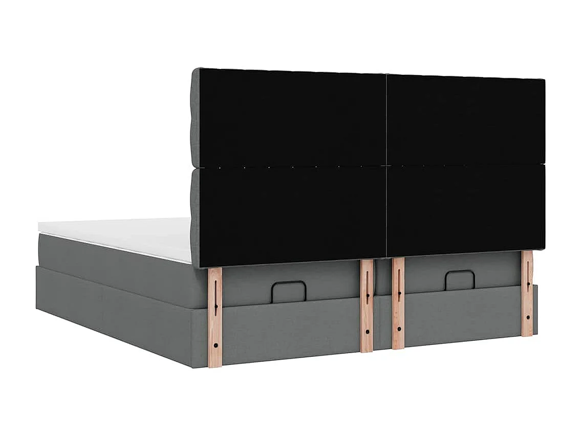 Ottoman-Bett mit Matratzen & LEDs Dunkelgrau 200x200 cm Stoff