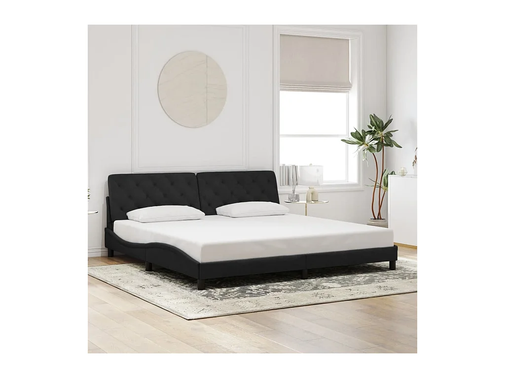 Cadre de lit avec LED sans matelas noir 200x200 cm velours