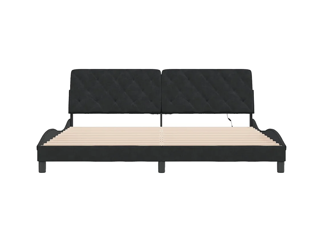 Cadre de lit avec LED sans matelas noir 200x200 cm velours
