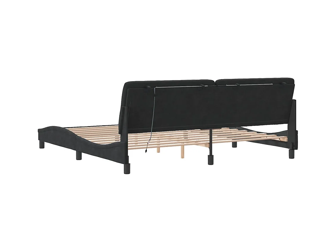 Cadre de lit avec LED sans matelas noir 200x200 cm velours