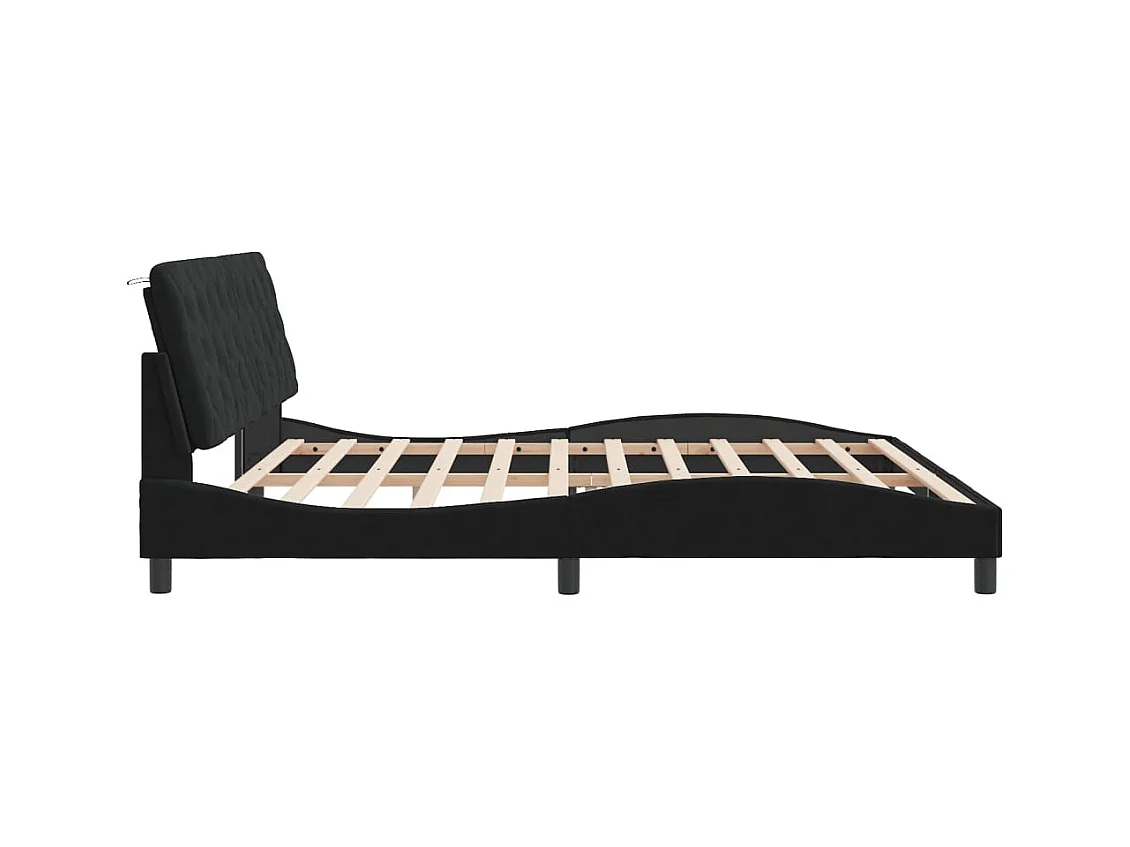 Bettgestell mit LED ohne Matratze Schwarz 200x200 cm Samt