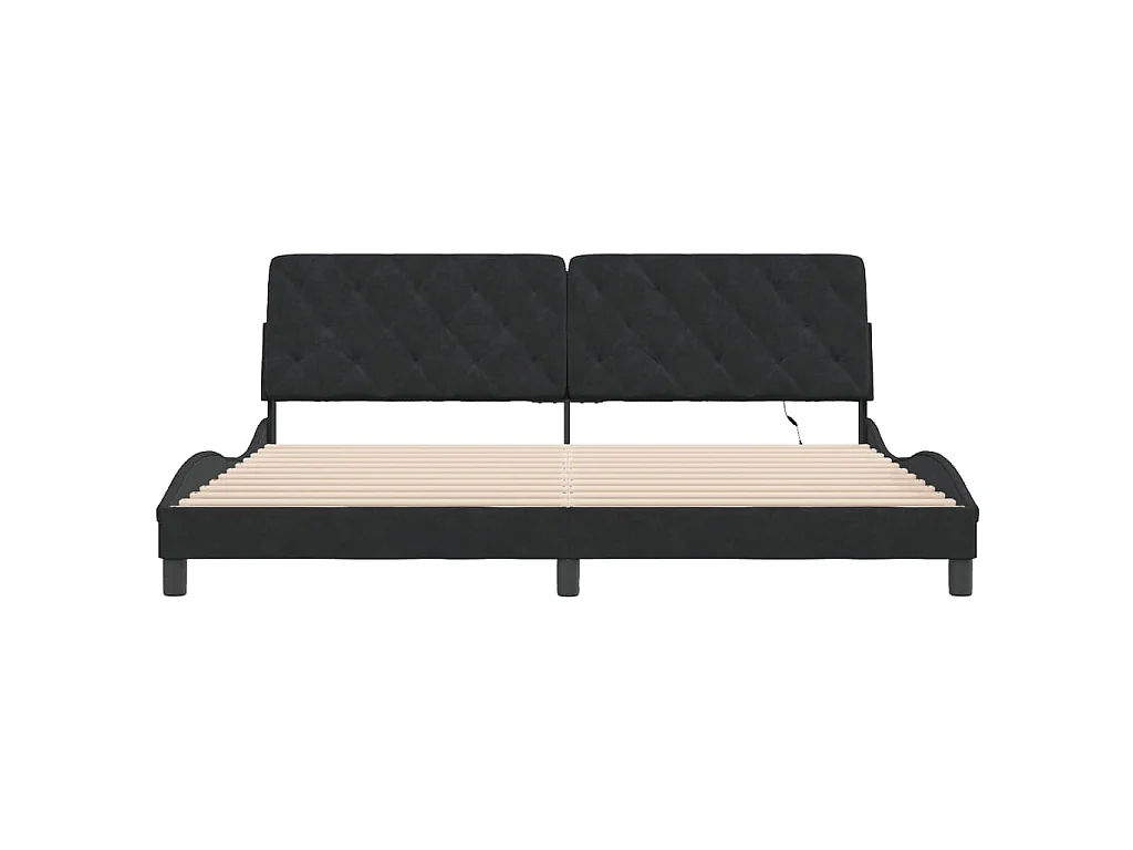 Bedframe met LED zonder matras fluweel zwart 200x200 cm