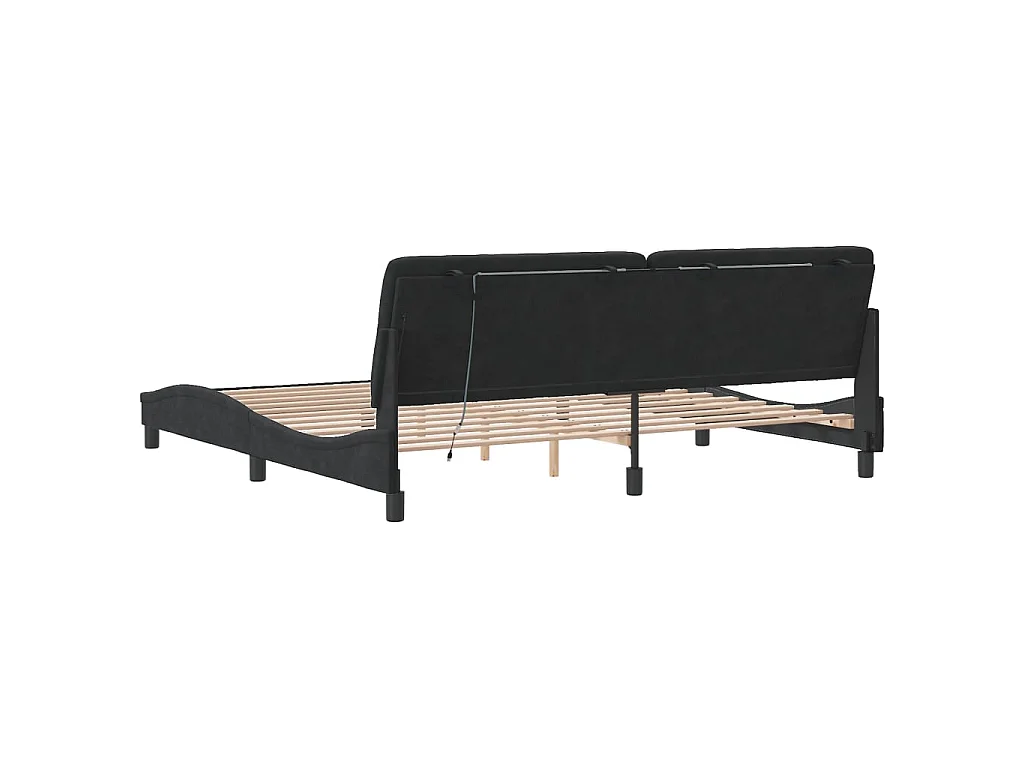 Bedframe met LED zonder matras fluweel zwart 200x200 cm