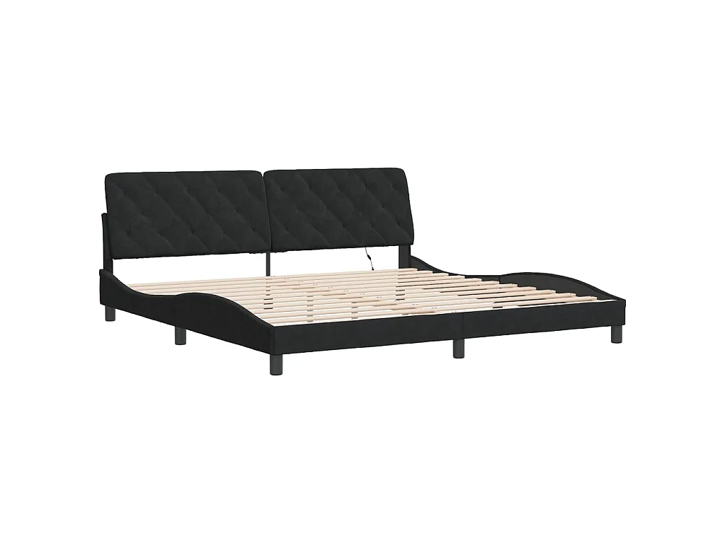 Estructura de cama con LED sin colchón terciopelo negro 200x200 cm
