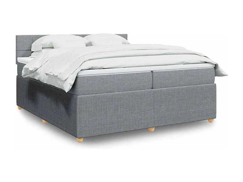 Boxspringbett mit Matratze Hellgrau 200x200 cm Stoff