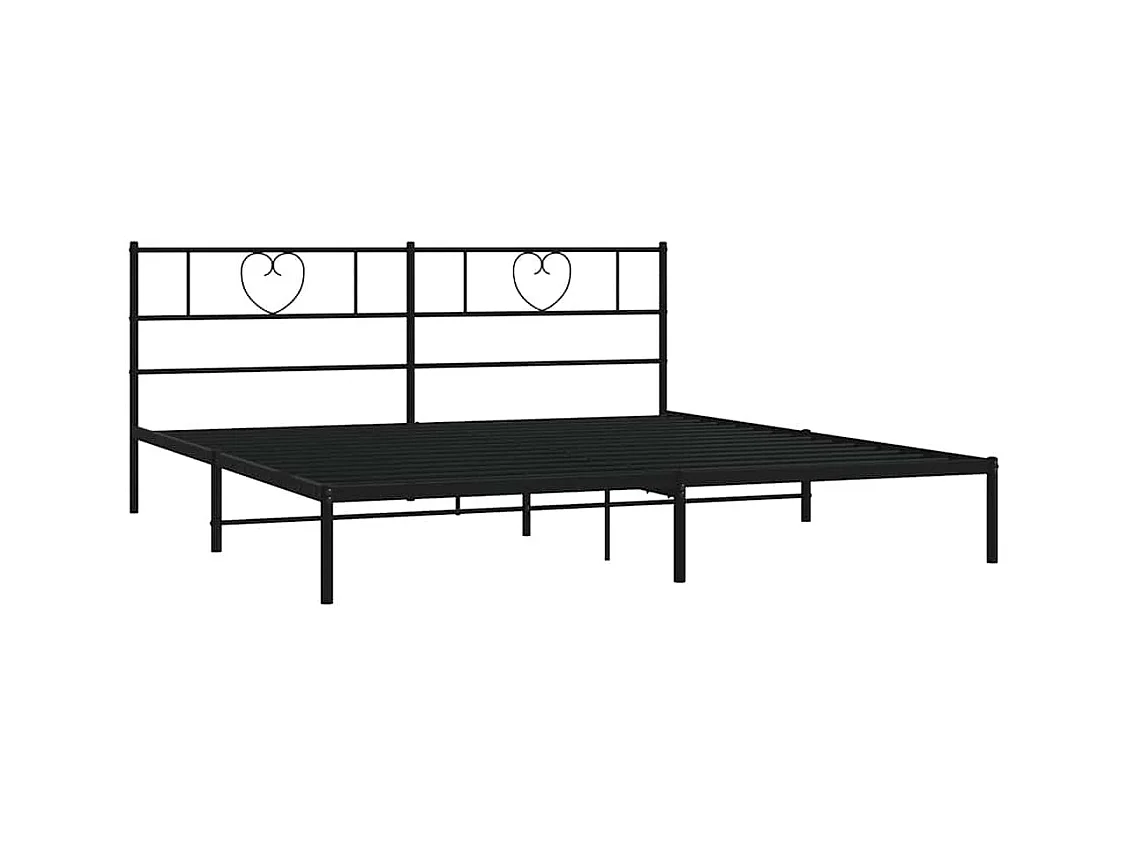 Cadre de lit métal sans matelas avec tête de lit noir 193x203cm