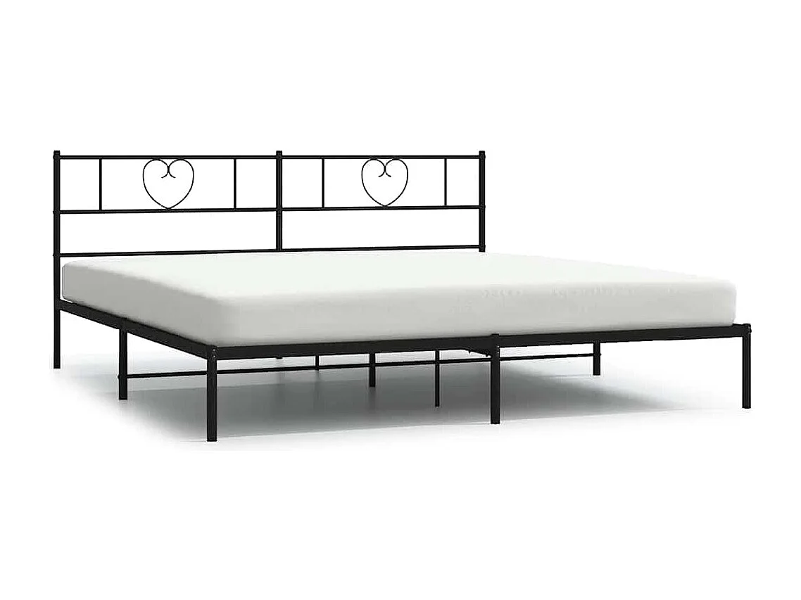 Cadre de lit métal sans matelas avec tête de lit noir 193x203cm