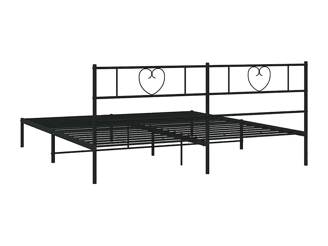 Cadre de lit métal sans matelas avec tête de lit noir 193x203cm