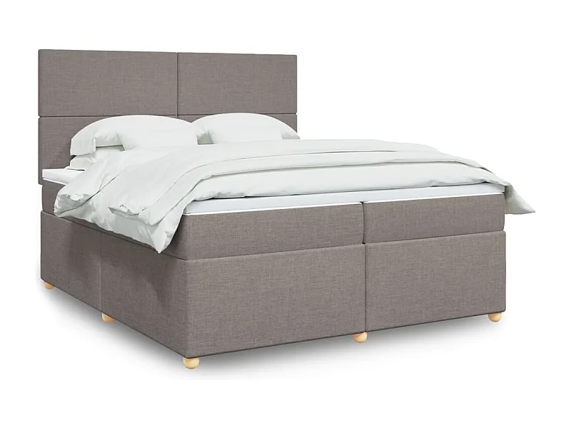 Cama com molas/colchão 200x200 cm tecido castanho-acinzentado