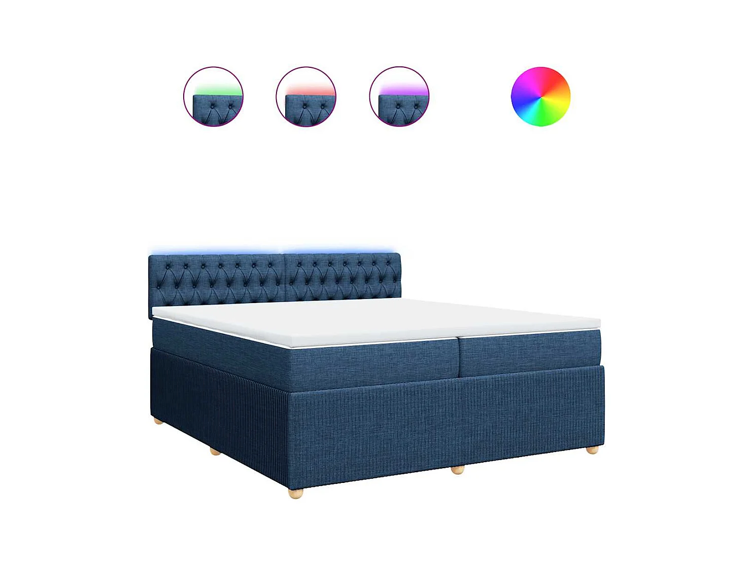 Sommier à lattes de lit avec matelas Bleu 200x200 cm Tissu