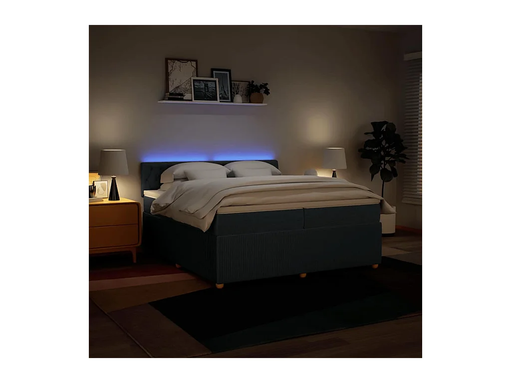 Boxspringbett mit Matratze Blau 200x200 cm Stoff