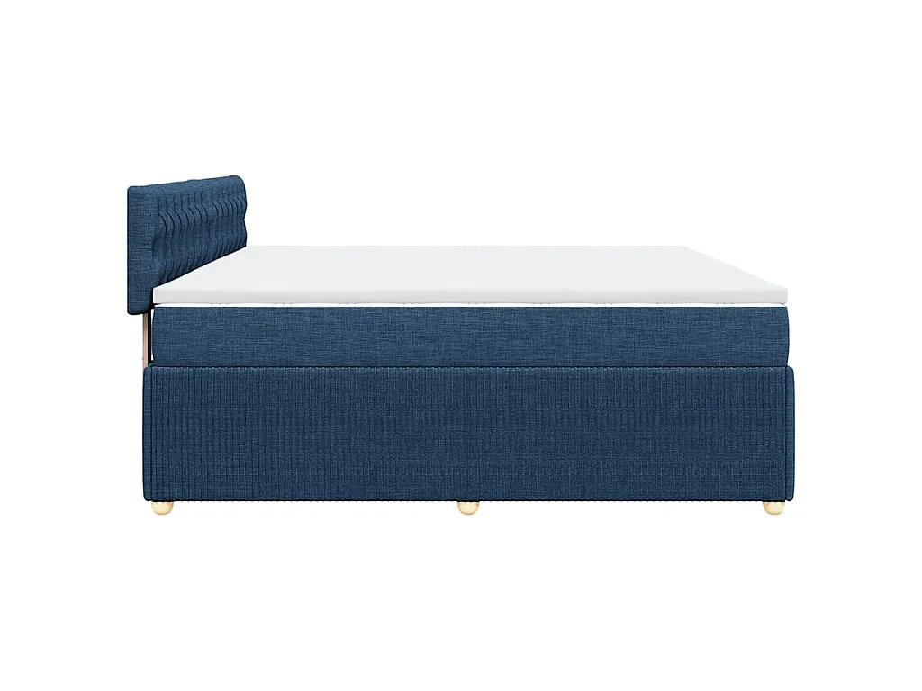 Cama box spring con colchón tela azul 200x200 cm