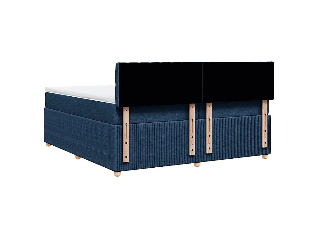 Cama box spring con colchón tela azul 200x200 cm