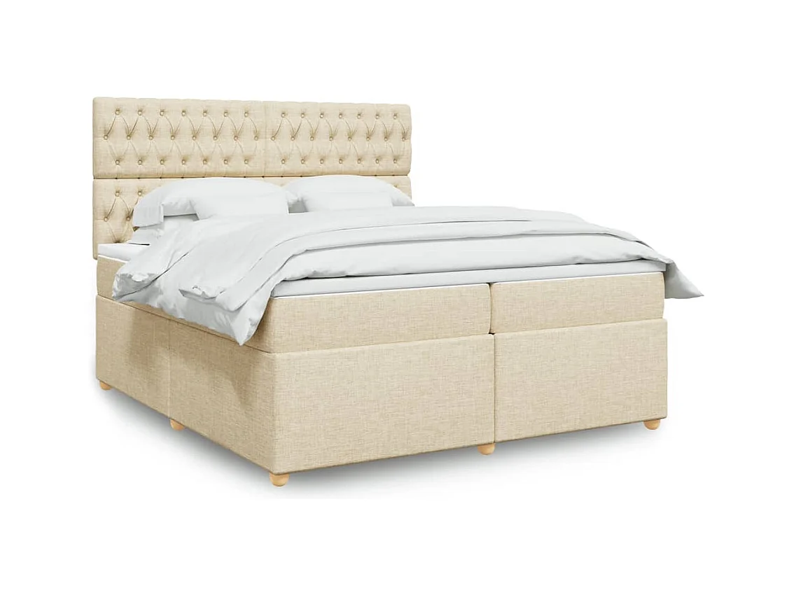 Sommier à lattes de lit avec matelas Crème 200x200 cm Tissu