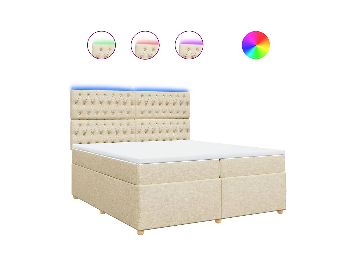 Sommier à lattes de lit avec matelas Crème 200x200 cm Tissu