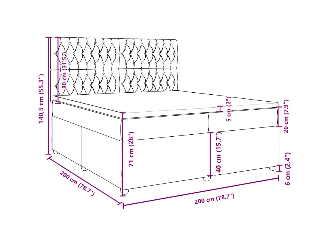 Sommier à lattes de lit avec matelas Crème 200x200 cm Tissu