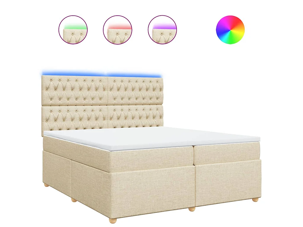 Giroletto a Molle con Materasso Crema 200x200 cm in Tessuto