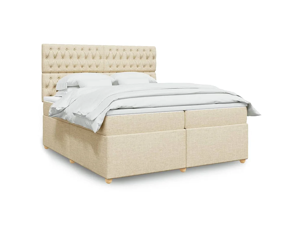 Giroletto a Molle con Materasso Crema 200x200 cm in Tessuto