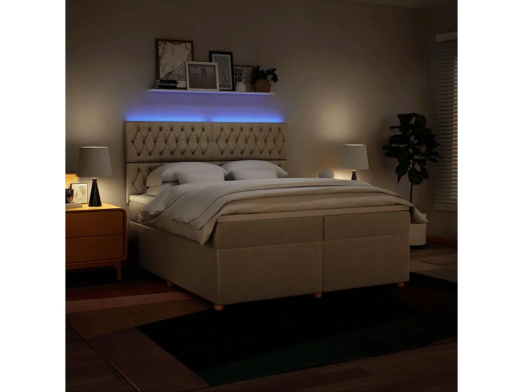 Giroletto a Molle con Materasso Crema 200x200 cm in Tessuto