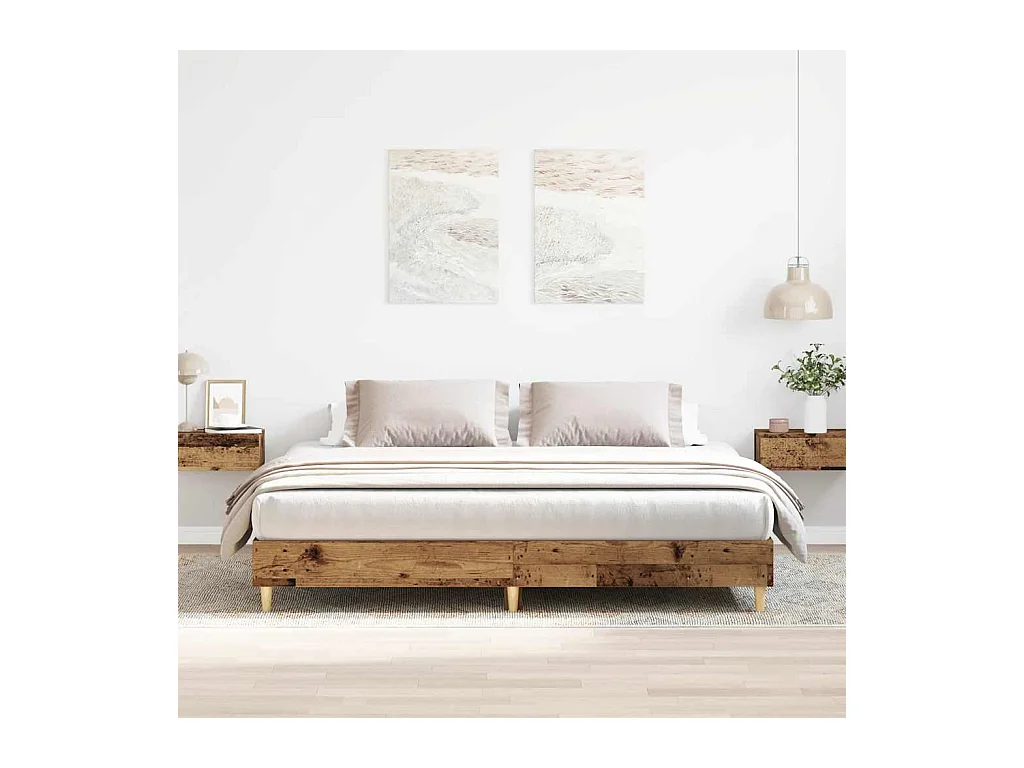 Cadre de lit sans matelas vieux bois 200x200 cm bois ingénierie
