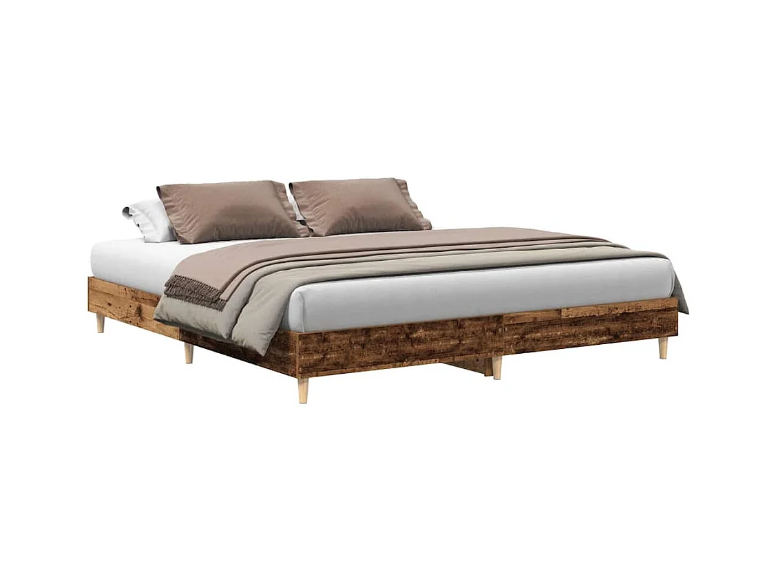 Cadre de lit sans matelas vieux bois 200x200 cm bois ingénierie