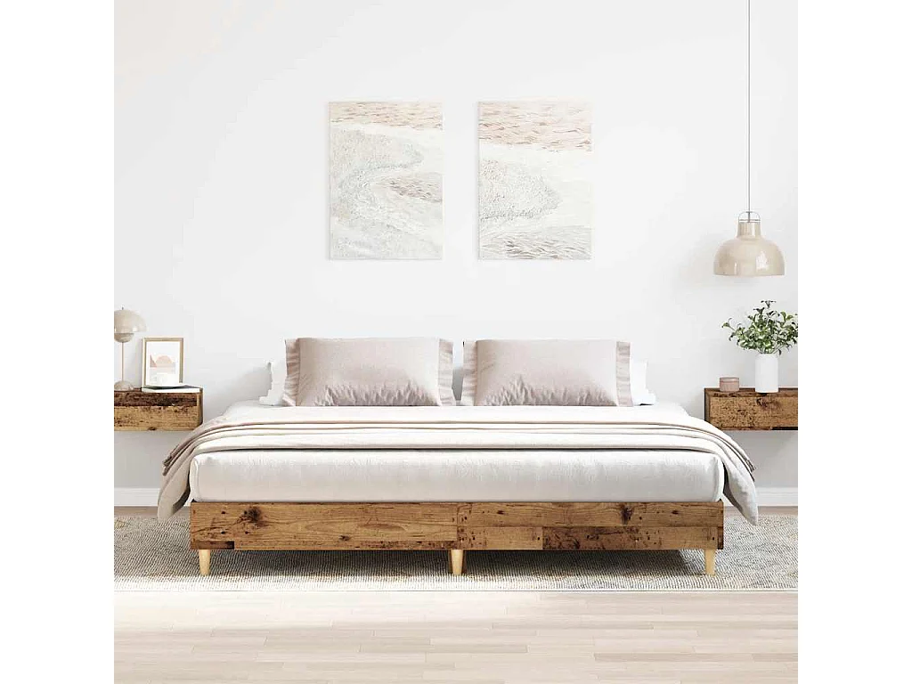Bettgestell ohne Matratze Altholz-Optik 200x200cm Holzwerkstoff