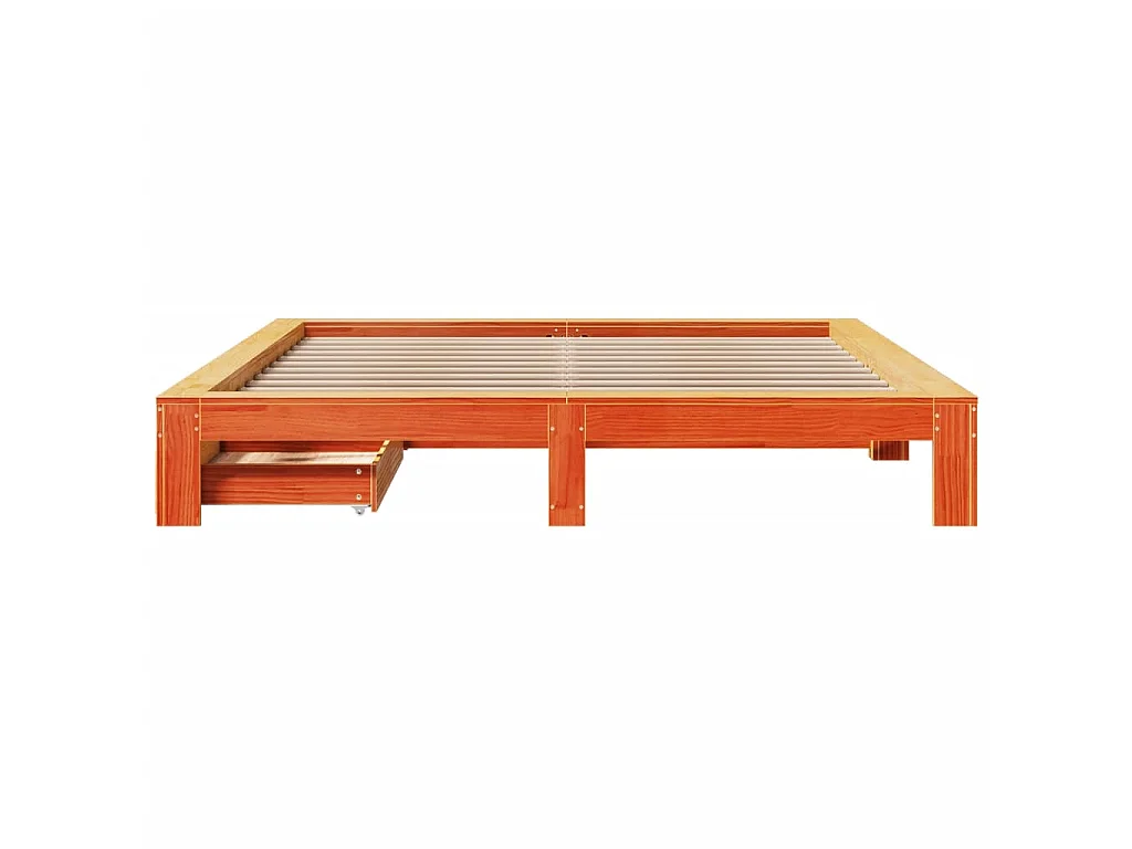 Cadre de lit sans matelas cire marron 200x200cm bois pin massif