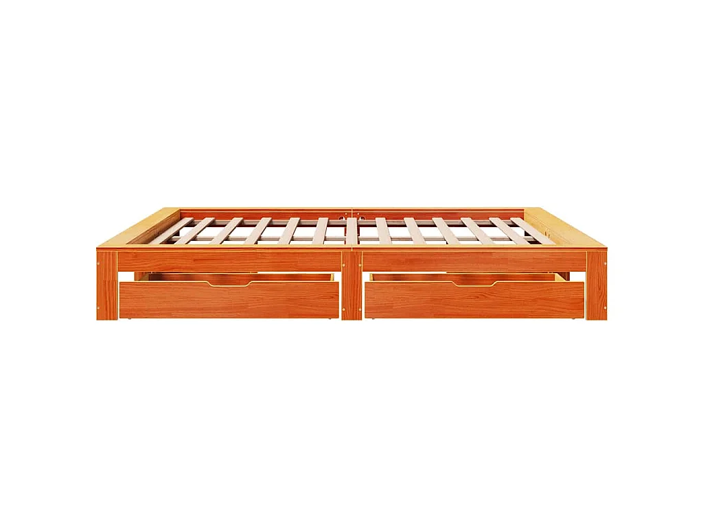 Cadre de lit sans matelas cire marron 200x200cm bois pin massif