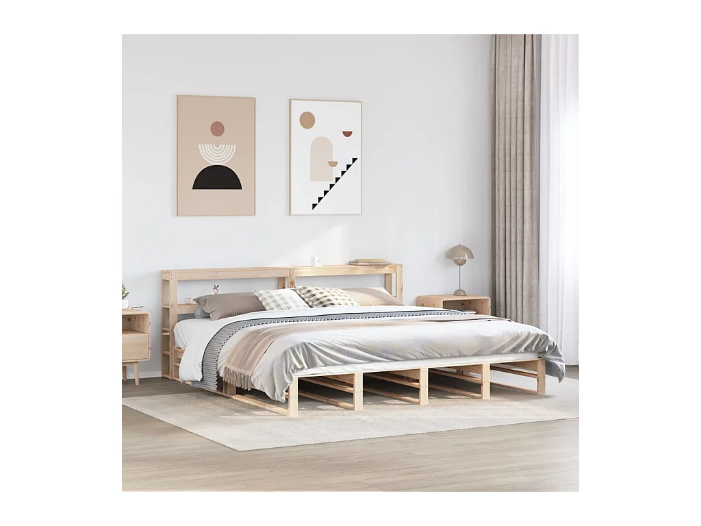 Cadre de lit sans matelas 200x200 cm bois massif de pin