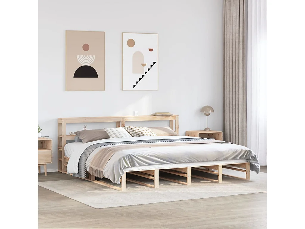 Bedframe zonder matras massief grenenhout 200x200 cm