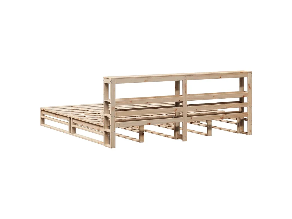 Giroletto con Testiera 200x200 cm in Legno Massello di Pino