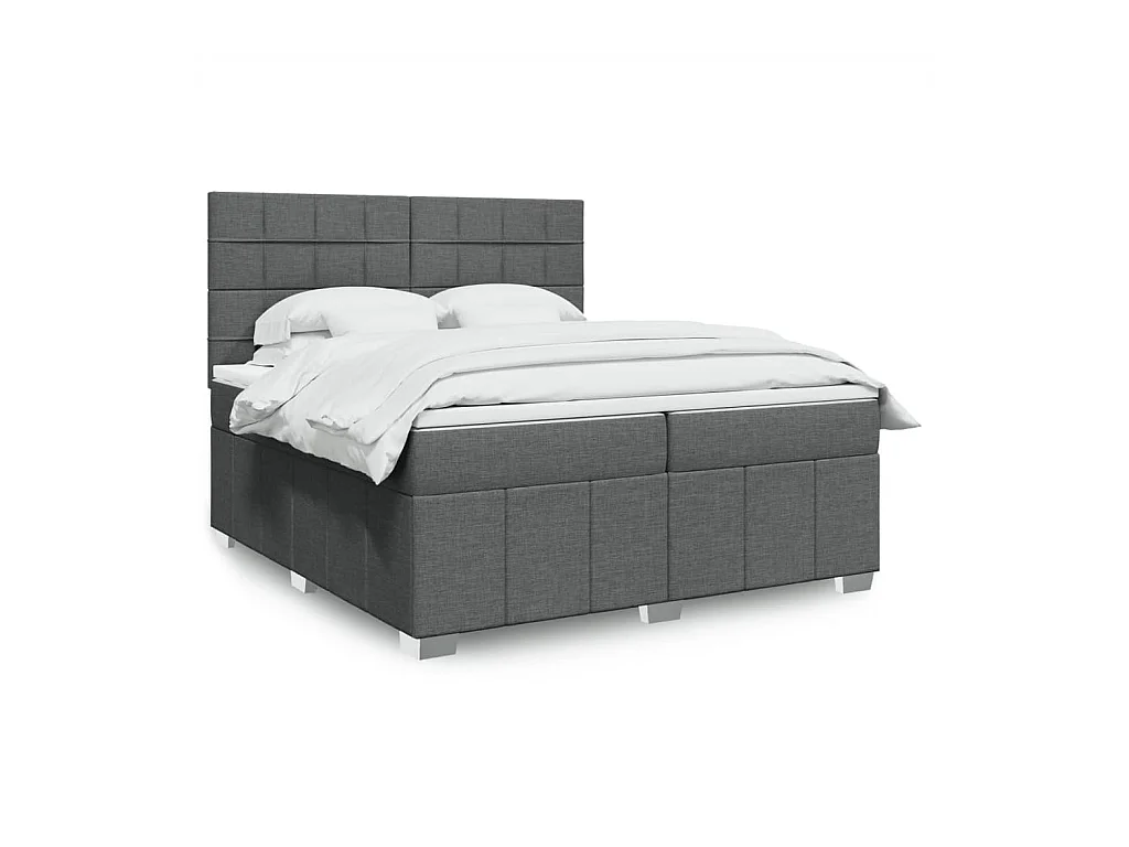Sommier à lattes de lit avec matelas Gris foncé 200x200cm Tissu