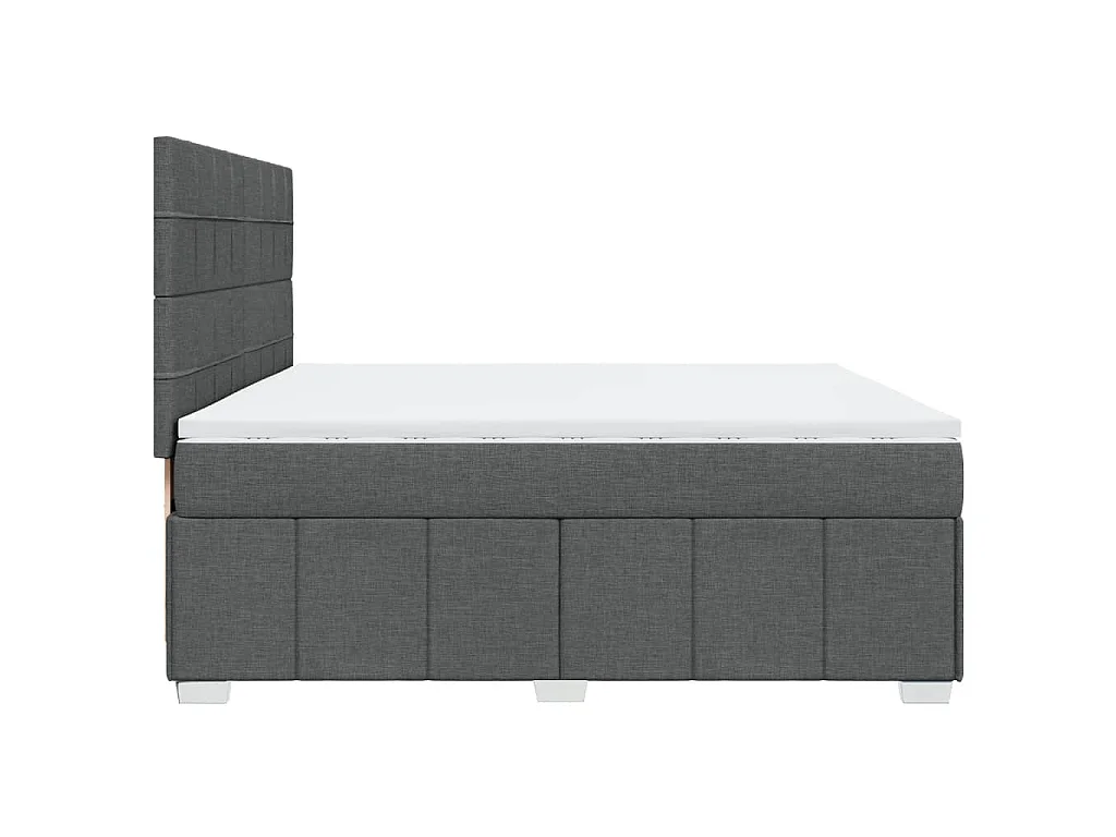 Cama com molas/colchão 200x200 cm tecido cinzento-escuro