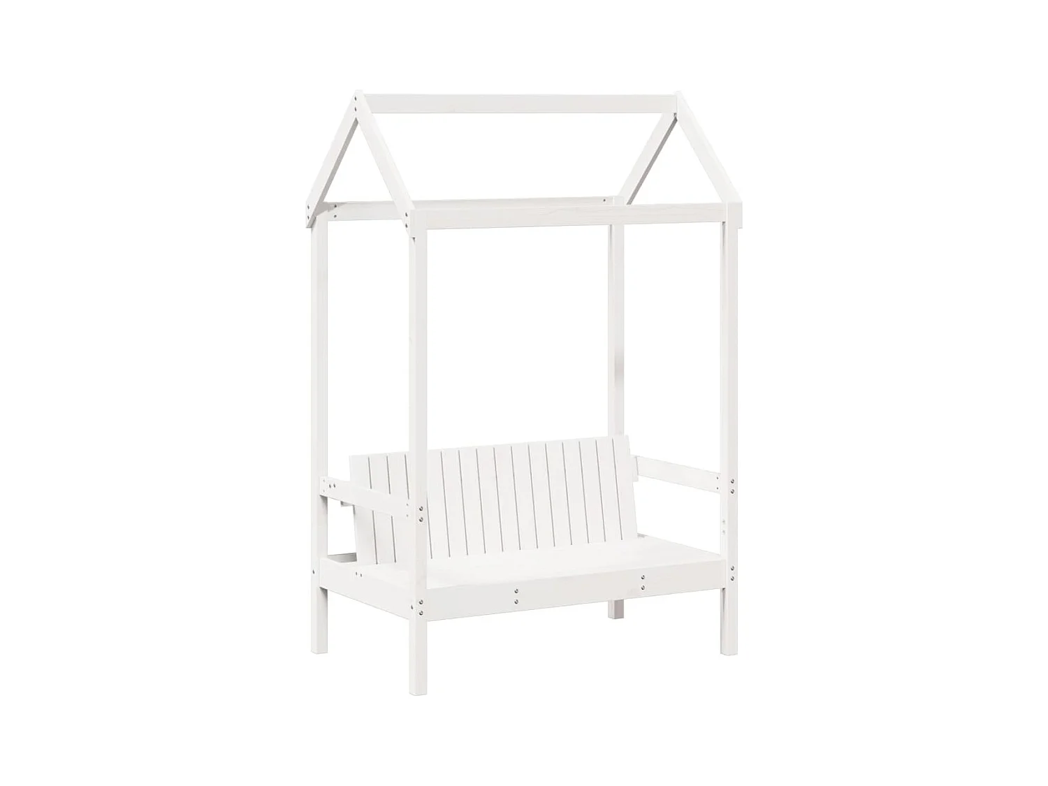 Kinderbed met huisje en bankje massief grenenhout wit 80x200 cm