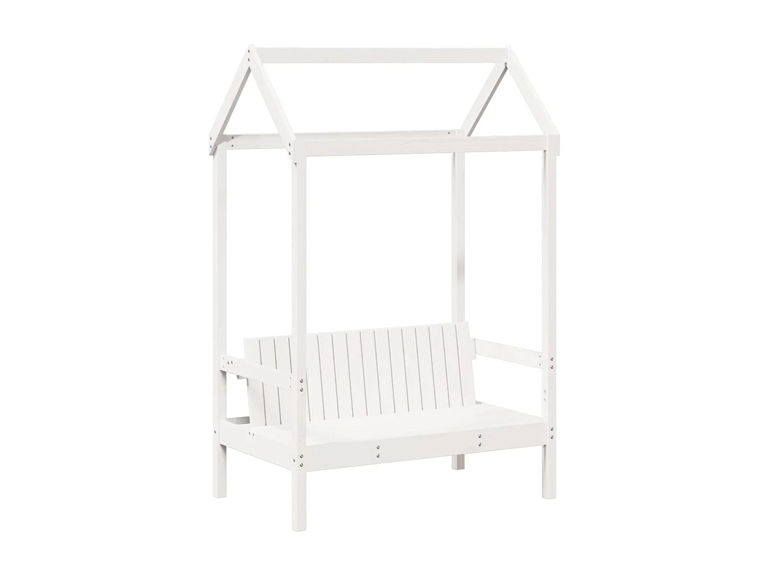 Set Dormeuse e Panca con Tetto Bianco 80x200cm Massello Pino