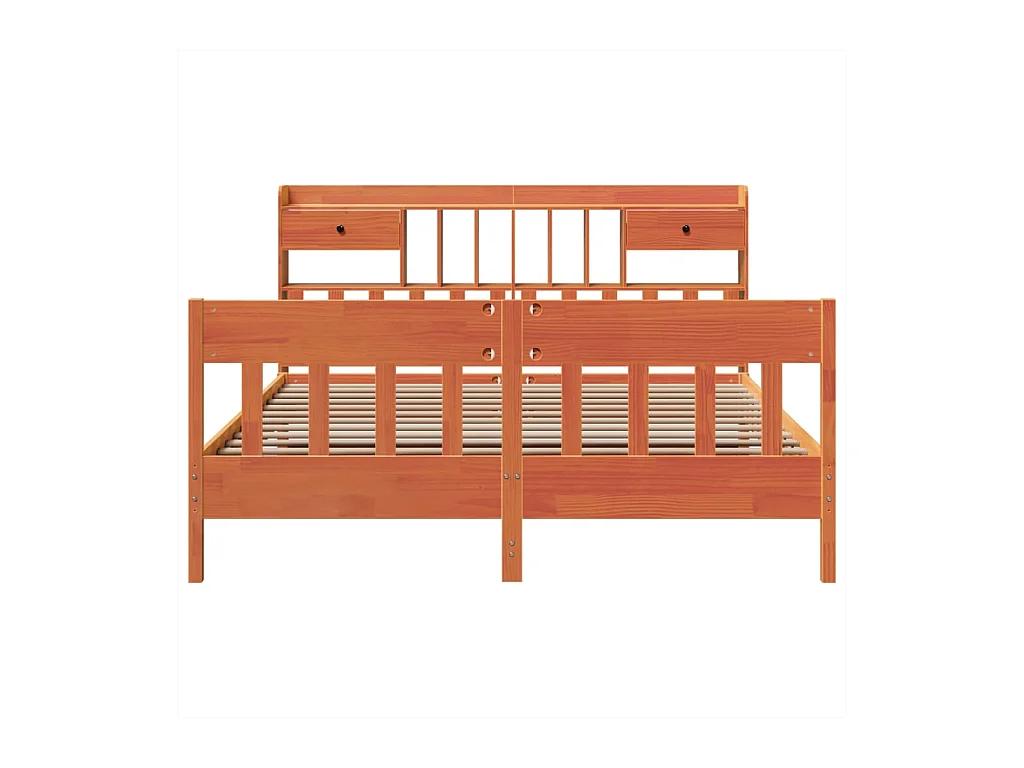Massivholzbett ohne Matratze Wachsbraun 200x200 Kiefernholz