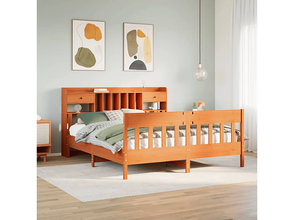 Bedframe zonder matras massief grenenhout wasbruin 200x200 cm